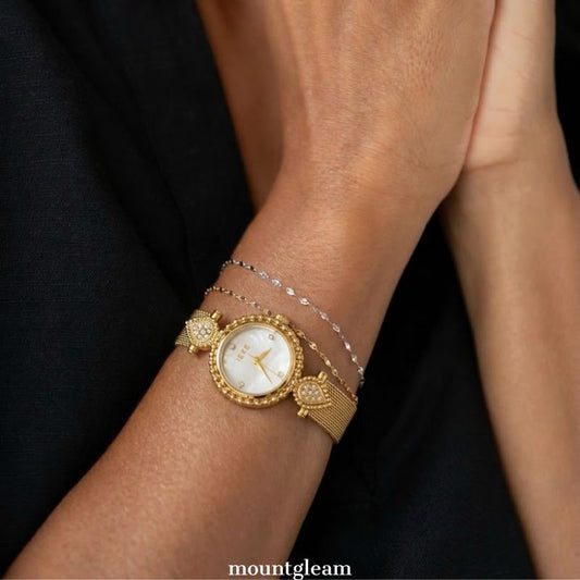 Gold Women Dainty Watch – Quartz Watch with Mother of Pearl Dial, Vintage Palace Style | Juliet