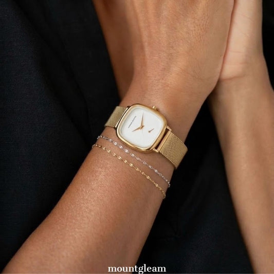 Lume Heritage - Gold-Tone Alloy Watch with White Dial & Vintage Design