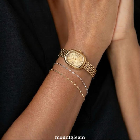 Modern Classic Gold Oval Dial Watch - Alloy Quartz Bracelet Timeless Design