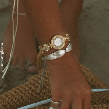 Gold Women’s Watch – Watch with Snowflake Crystal Bezel & Mother-of-Pearl Dial | Frost