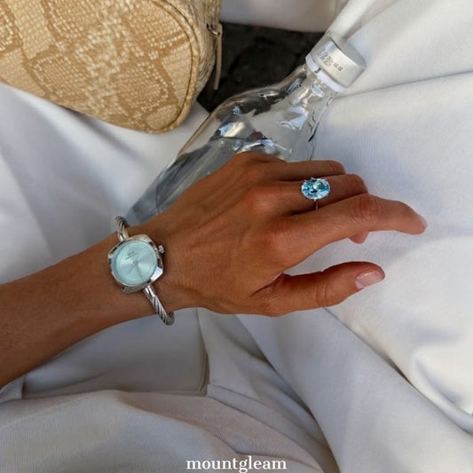 Arctic Frame - Γυναικείο Blue Dial Watch με ασημένιο σχέδιο βραχιολιού