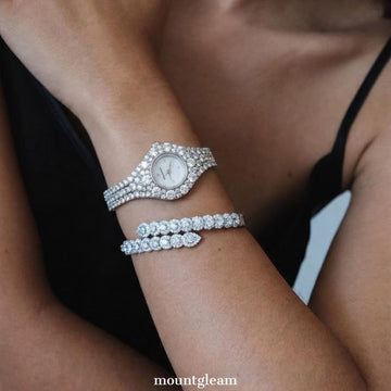 Feminine Elegance Small White Dial Full Crystal Watch – Silver Pavé Quartz Bracelet