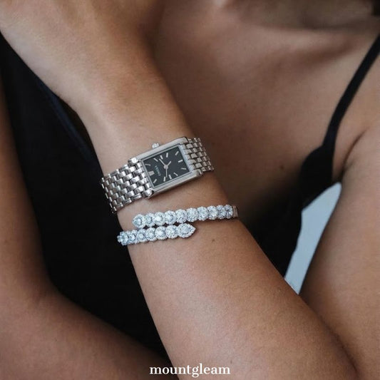 Modern Minimalist: Defined by a Black Rectangular Dial & Monochromatic Silver Accents