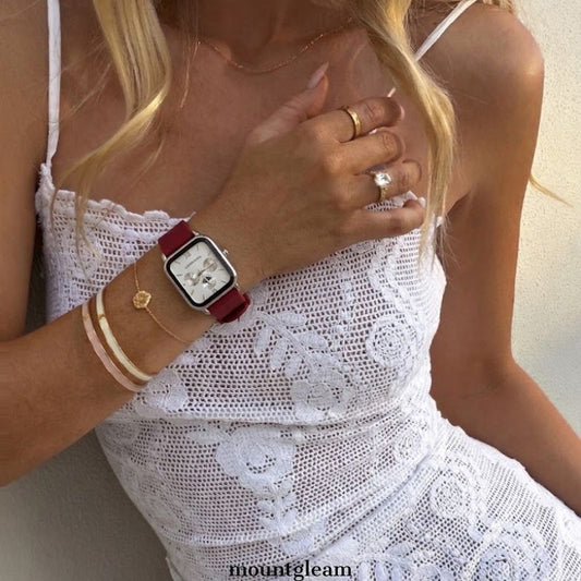 Bold Color Pop: White Rectangular Dial Watch with Silver Bezel & Red Silicone Strap