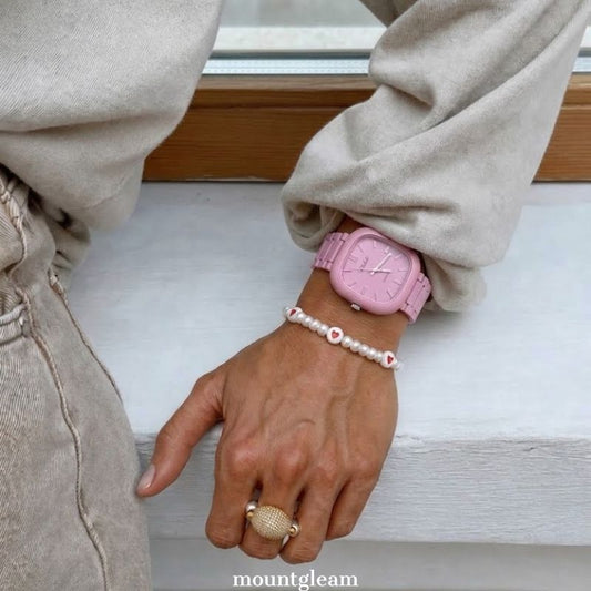 Sakura Bliss Timepiece: Pink Square Dial Quartz Watch