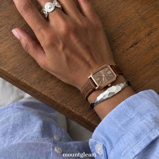 Κομψό ρολόι κομψότητας: Rose Gold and Brown Leather Watch