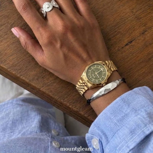 Zelene žene Watch - Vintage okruglo lice Bangle Watch Zlatni elegantni stil | Maslina
