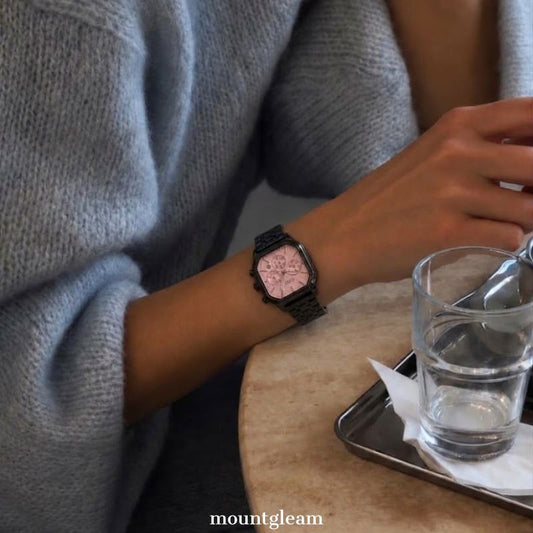 Sweet Rebel Timespiece: Black and Pink Square Dial Watch