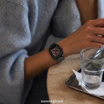Trendy Women’s Quartz Watch – Black Leopard Print Square Dial Fashion Wristwatch