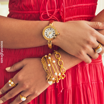 Elegant Gold Bangle Watch for Women – White Dial Quartz Bracelet Watch