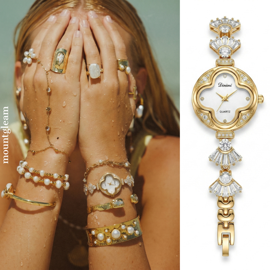 Golden Clover Timepiece: Quartz Watch