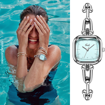 Elegant Timepiece: Silver Bracelet with Blue Dial Quartz Watch