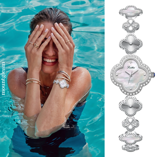 Lumi Clover – Silver Lucky Watch with Mother-of-Pearl Dial