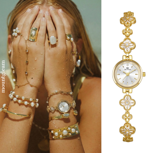 Lucky Gold Clover Watch – Elegant Bracelet Watch for Women Gift