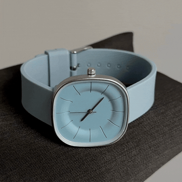 Minimalist Square Silicone Strap Watch for Women – Light Blue Retro Quartz Wristwatch