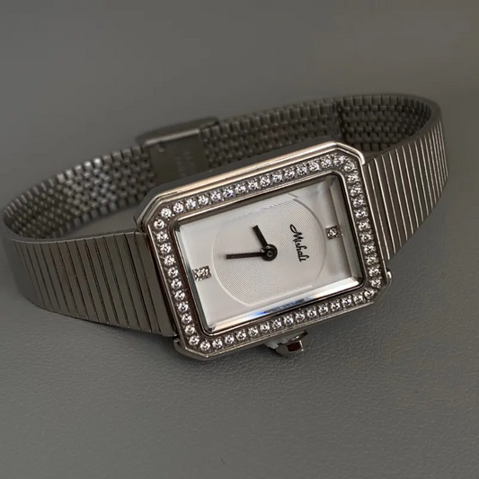 Silver Women’s Watch – Dainty Watch with Rectangle Crystal Dial | Glint