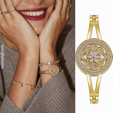 Vintage Locket-Style Watch with White Mother-of-Pearl Dial & Gold Alloy Chain