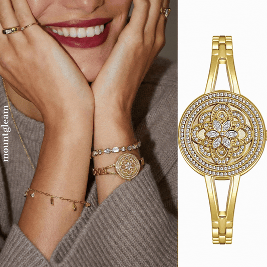 Vintage Locket-Style Watch with White Mother-of-Pearl Dial & Gold Alloy Chain
