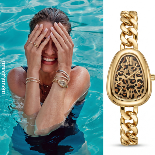 SERPENTI LUXE - Χρυσό βραχιόλι ρολόι με πρόσωπο λεοπάρδαλης