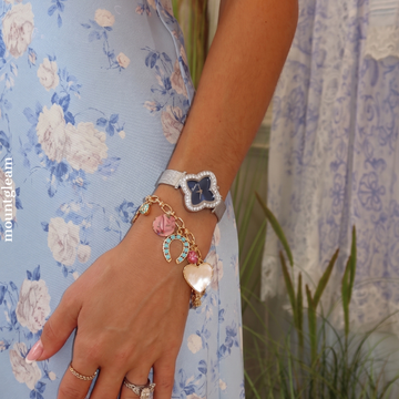 Stellar Blue – Luxury Silver Women’s Quartz Watch with Blue Dial and Crystal-Set Star Case