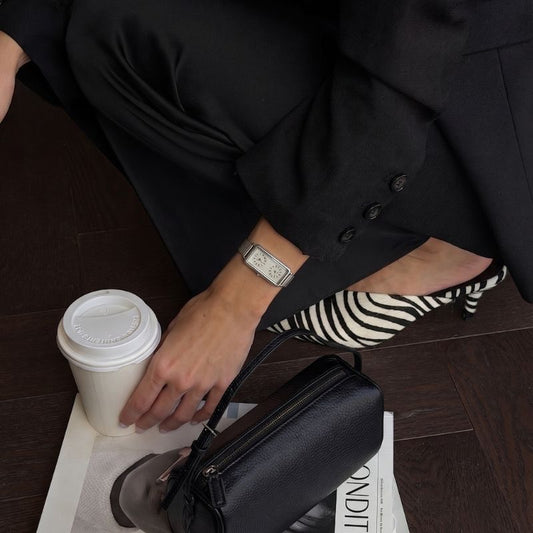Silver Duo-uurwerk: zilvergrijze Dual Dial Mesh Quartz Watch