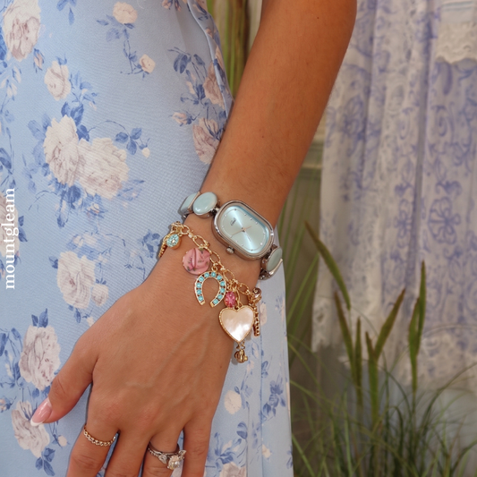 Opalescent Grace Timepiece: Silver and Mother-of-Pearl Watch