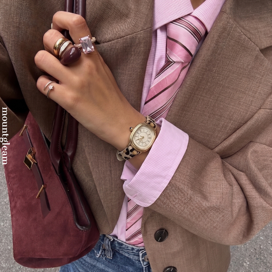 Feline Flair – Leopard Strap Watch with Gold Oval Face