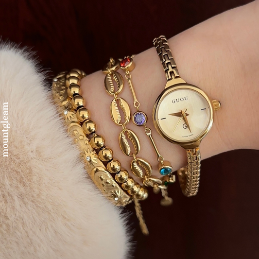 Guldarmbåndur - Minimalistisk rundskive til kvinder