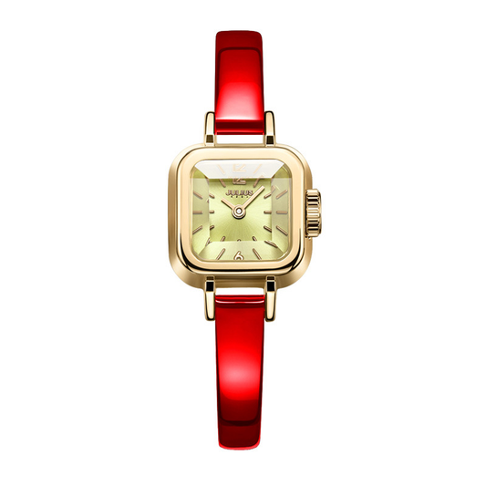 Crimson Sugar Timespiece: Red Leather Mini Quartz Watch