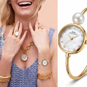 Elegant Pearl Bracelet Watch – Gold Bangle Watch with Mother of Pearl Dial