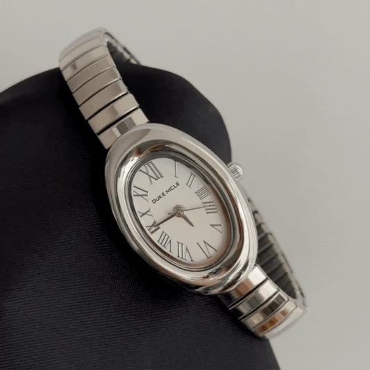 Modern White Bathtub Dial Watch – Silver Bezel & Alloy Bracelet Quartz