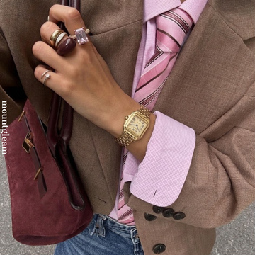 Rectangular Gold Tone Watch - Complete Set with Alloy Band | Women's Quartz