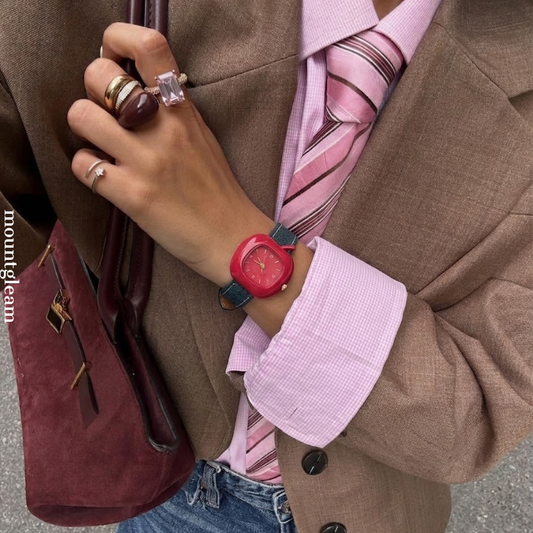 Christmas Watch for Women – Cute Red Apple Dial Denim Strap