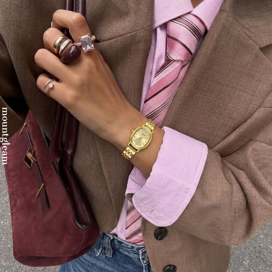 Elegant Classic Gold Oval Small Dial Watch – Women’s Quartz Watch