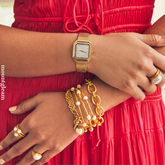 Modern Minimalist White Rectangular Dial Watch - Gold Alloy Quartz Bracelet