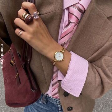 Dainty Minimalist Round Gold Watch with White Dial for Women - Golden Bloom