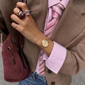 Classic Luxury Gold Round Dial Watch - Alloy Quartz Bracelet