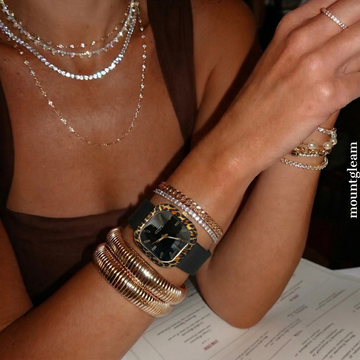 Classic Square Black Dial Watch accented with a Leopard Bezel and Quartz Movement