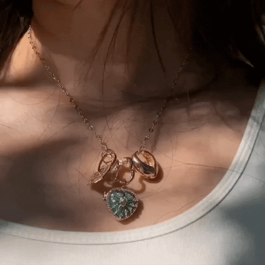Whispers of the Heart – Green Natural Stone Heart Pendant Necklace
