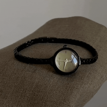 Black Women's Watch – Dainty Mini Round Green Dial with Leather Strap | Ivy
