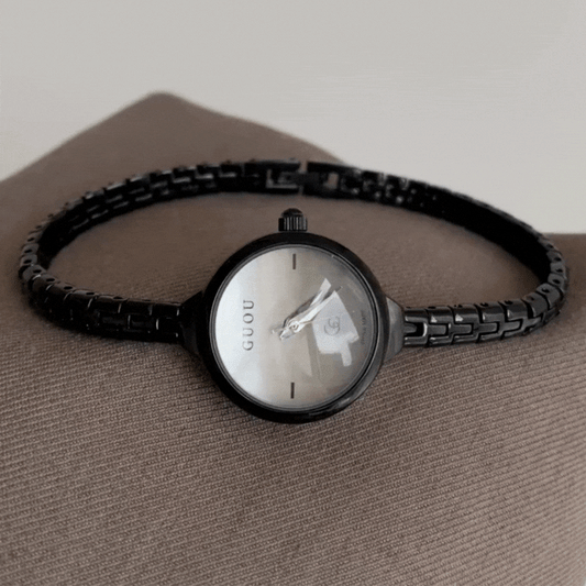 Mono Charm – Black Slim Strap Grey Mini Dial Women’s Quartz Watch