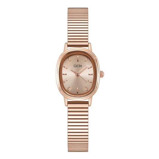 Rose Gold Women’s Quartz Watch – Dainty Oval Dial Bangle Watch | Blush
