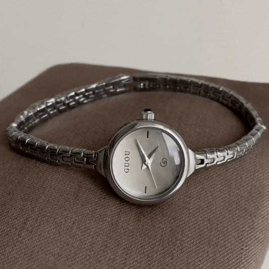 Silver Women's Watch – Dainty Round Watch with Stainless Steel Band | Halo