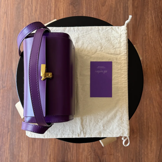 Suede Leather Mini Boston Bag – Acai Purple, Quiet Luxury Cowhide Purse with Adjustable Shoulder Strap