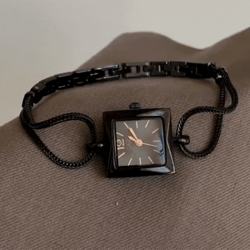 Refined Minimalist – Women’s Black Alloy Bracelet Small Square Dial Quartz Watch