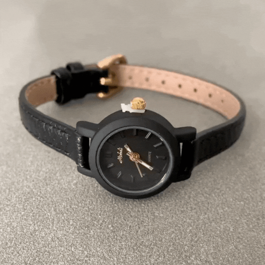 Modern Minimal – Women’s All-Black Small Round Quartz Watch