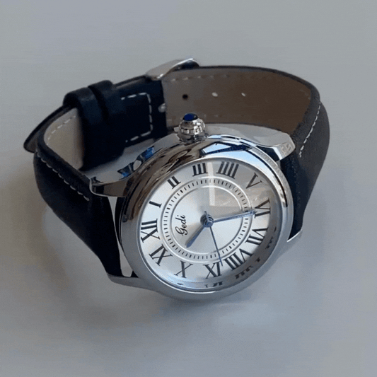 Classic Elegance Timepiece: Black Leather Silver Case White Dial Watch