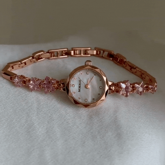 Rose Gold Starry Armbånd Watch: Round Dial Quartz Design