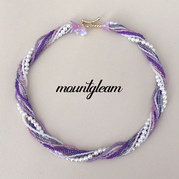 Vintage-Inspired Purple Beaded Bracelet with Shell Pearls & Glass Florals