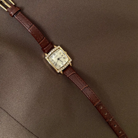 Brown Vintage Timepiece: Roman Numeral Leather Watch